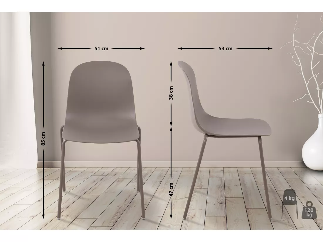 Chaise de conférence - Plastique - Taupe - Hardin