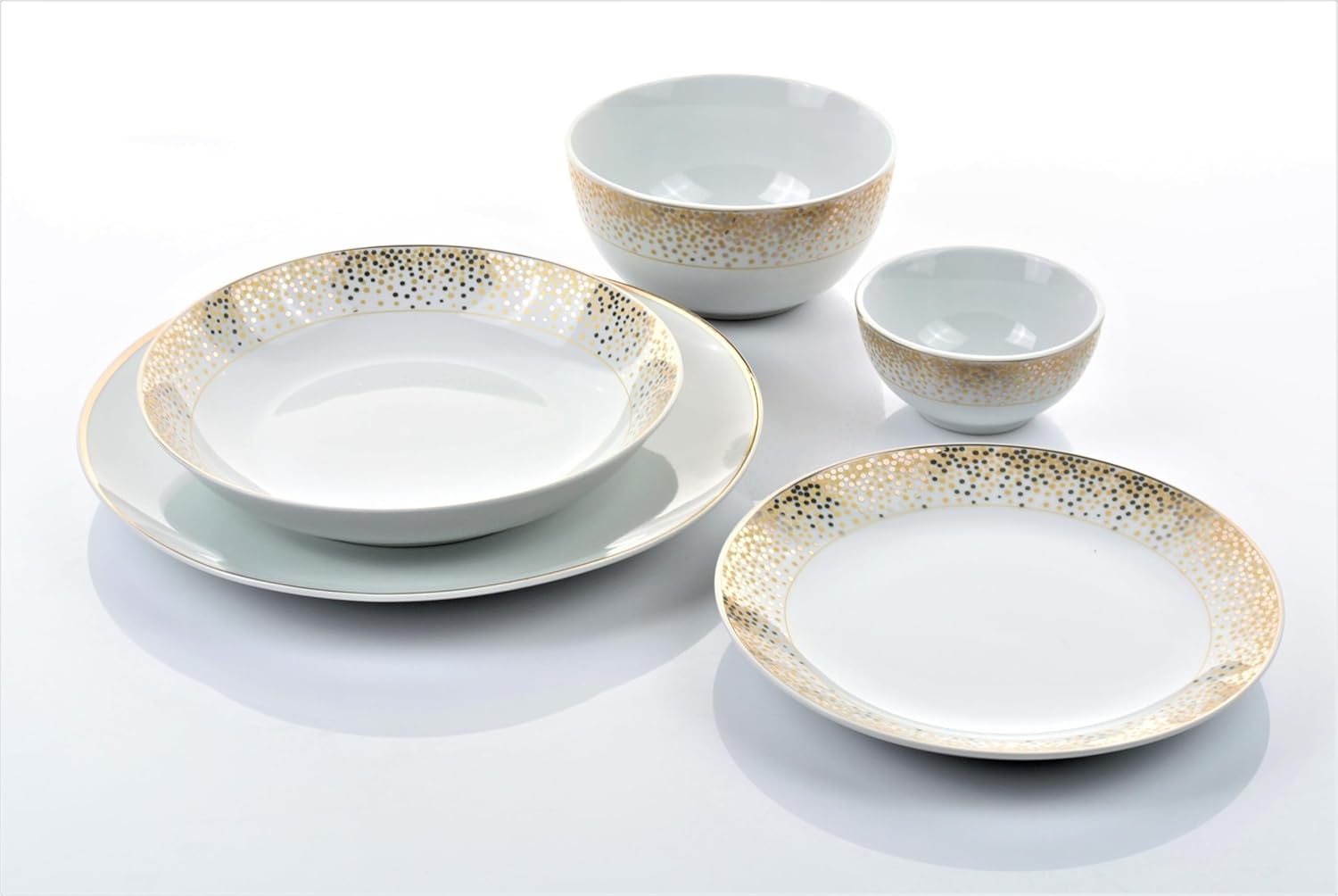 Kombiservice Geschirr DUSTY GOLD 30teilig für 6 Personen/Christmas Gold - festliche Golddekoration/Porzellan runde Form/Waterside England by Retsch Arzberg