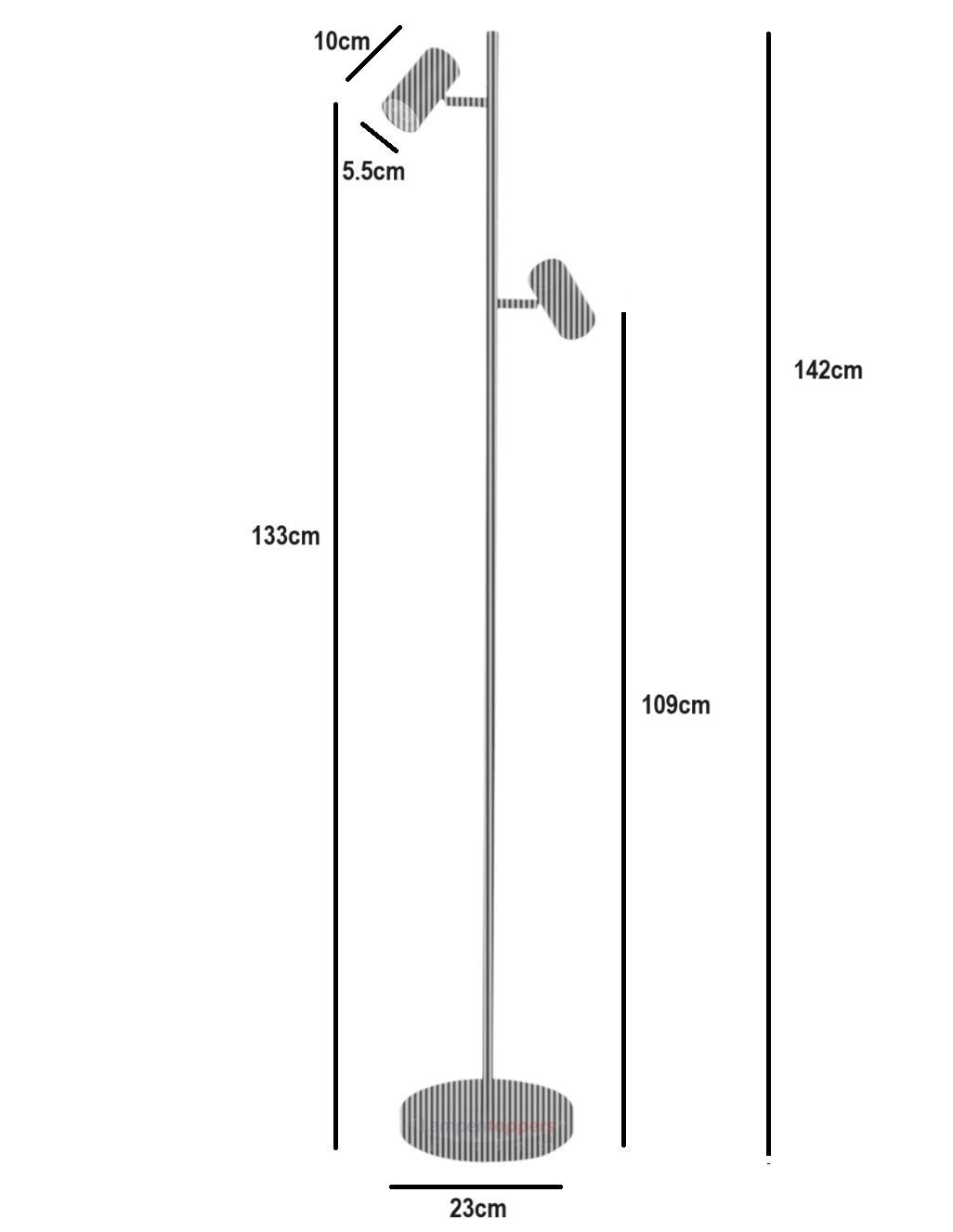 Highlight Vloerlamp Burgos RVS 2 lichts 142cm