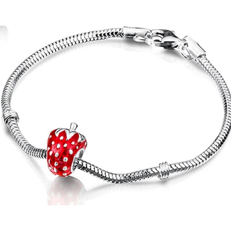 Bracelet fraise pour petite fille en argent 925/1000
