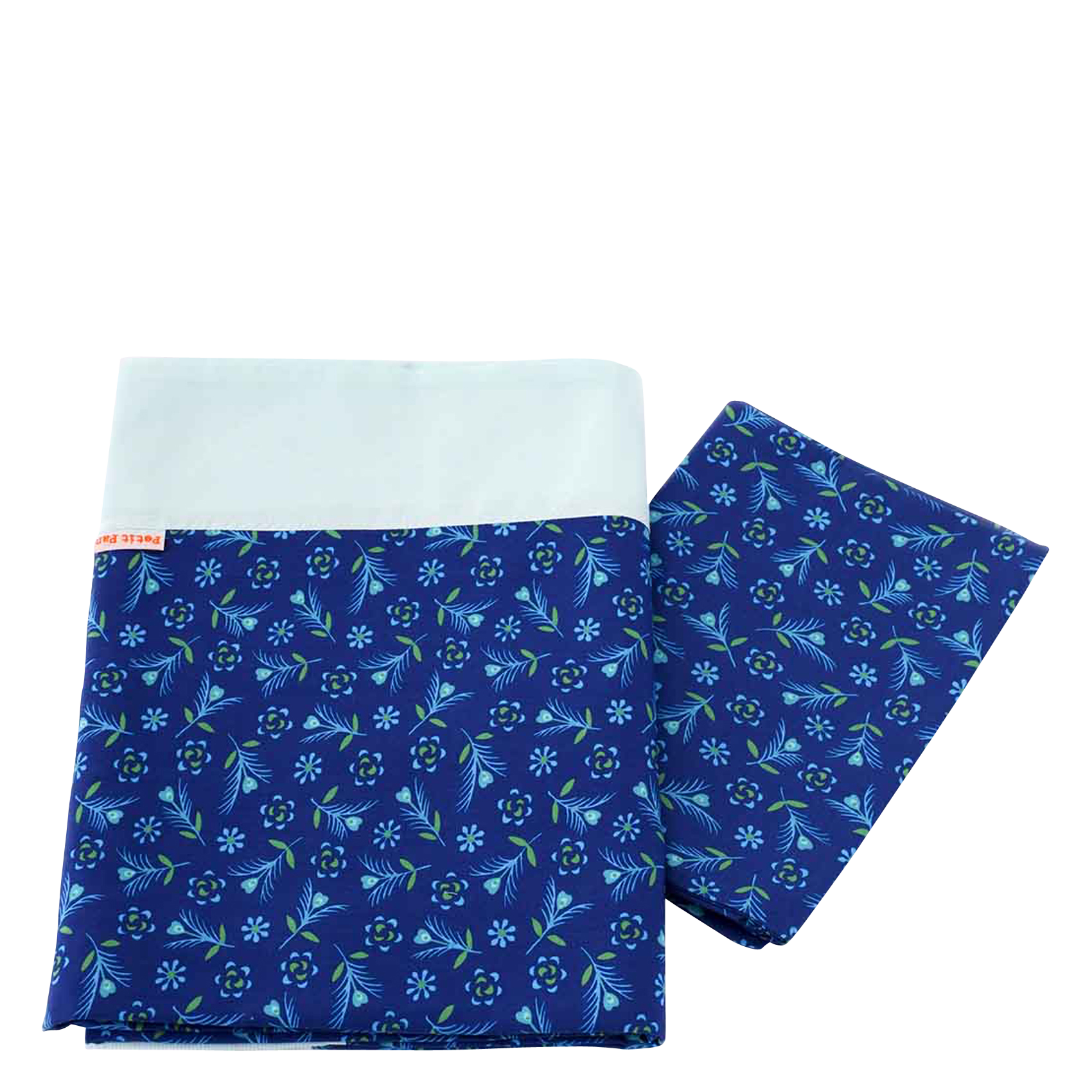 Parure de lit imprimé fleuri en coton | Bleu
