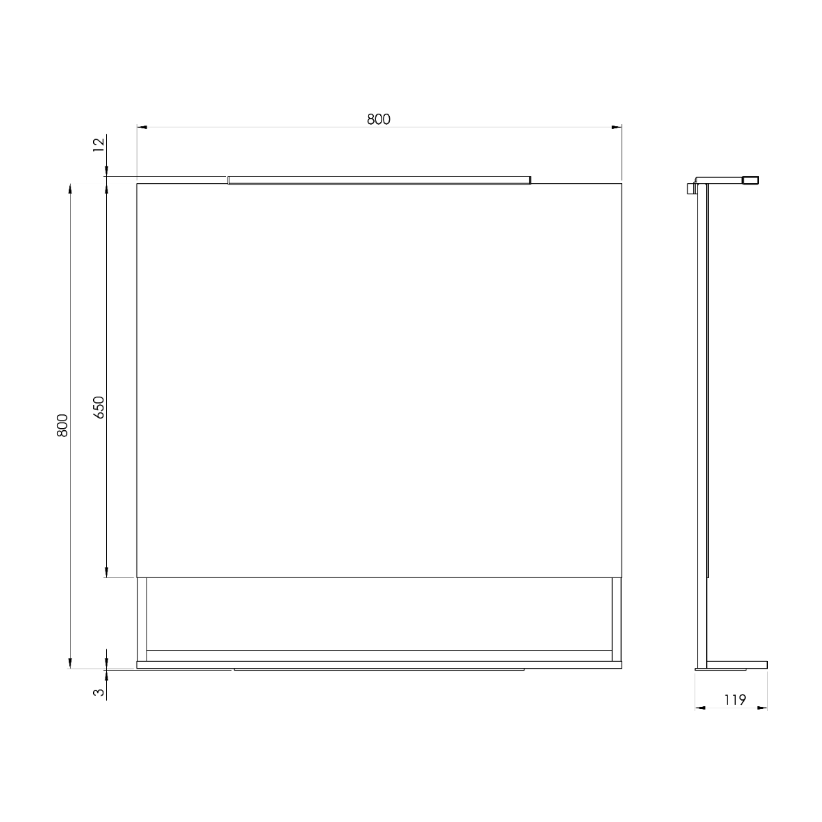Sapho Erupta spiegel met planchet en LED-verlichting 80x80x12cm mat zwart