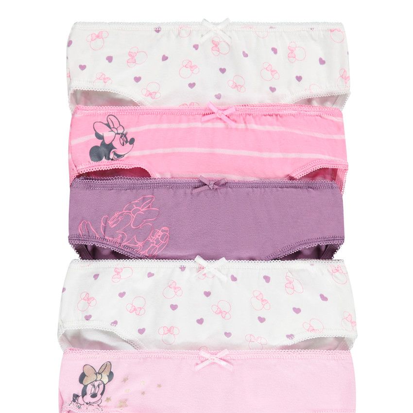 Lot de 5 culottes fantaisie Minnie Disney pour fille - Rose