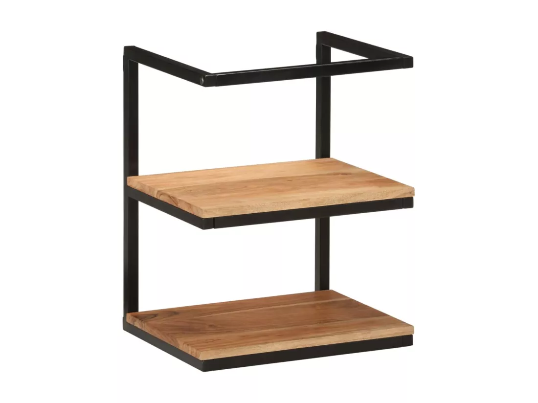 Étagère murale 40x30x50 cm bois massif d'acacia et fer