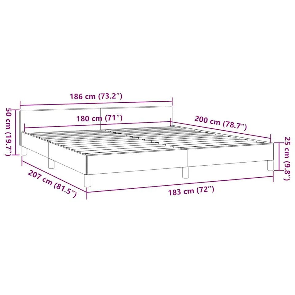 vidaXL - Bed frame met hoofdeinde zonder matras - Zwart - Kunstleer - 180x200 cm