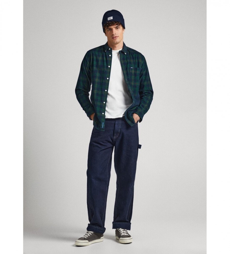Camisa de algodão verde Pepe Jeans Cale