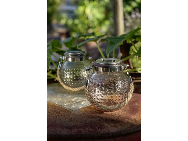 STT Solar Mini Glass Set Dots Beige/Mauve Dekolicht zum Aufstellen oder Aufhängen