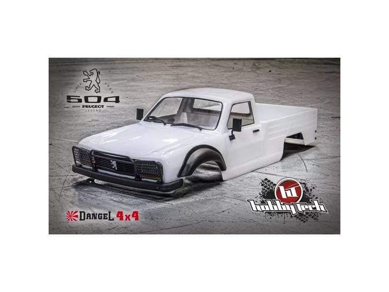 Hobbytech Karosserie Peugeot 504 Pick-Up unlackiert, 1:10 Unlackierte Karosserie aus Lexan für Crawler mit 313 mm Radstand
