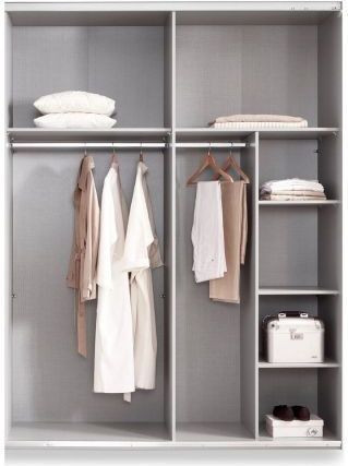 Kledingkast Aalst - Taupe - Spaanplaat - 180x210x65 cm - Schuifdeuren - Zwart Metalen Handgrepen