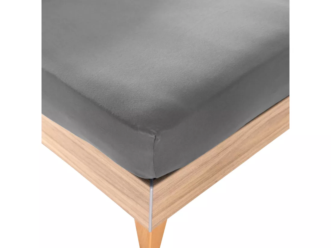Drap housse gris souris TPR jersey extensible 2x80x200