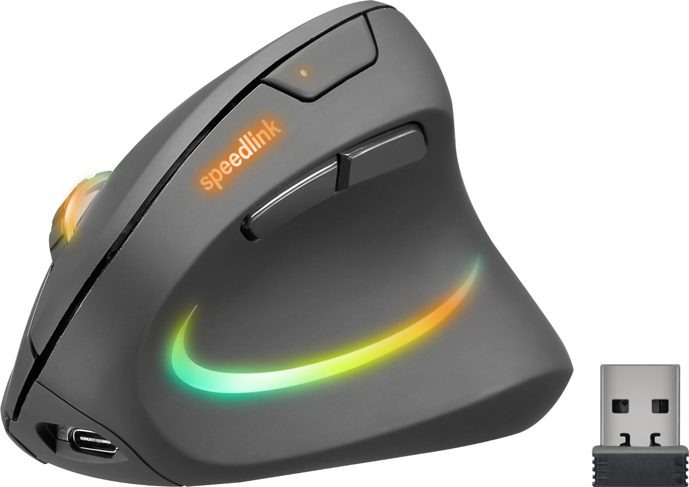 Speedlink - PIAVO PRO Illuminated Genopladelig Vertikal Ergonomisk Mus - trådløs, gummisort