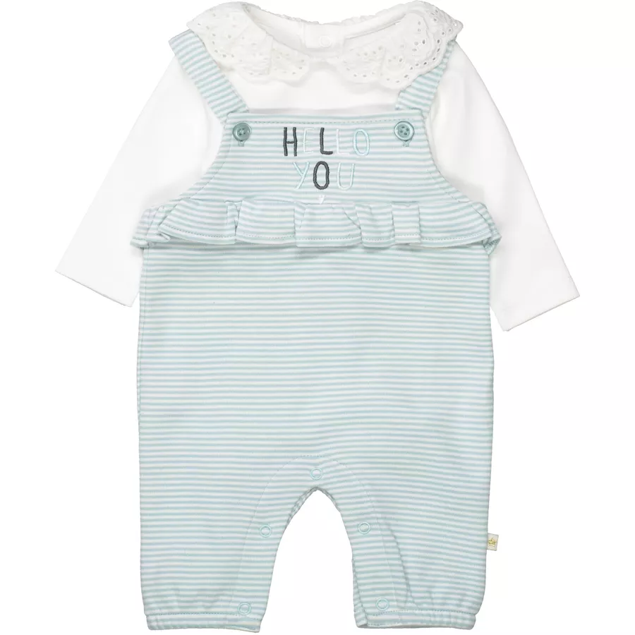 Staccato Strampler+Shirt aqua sky gestreift