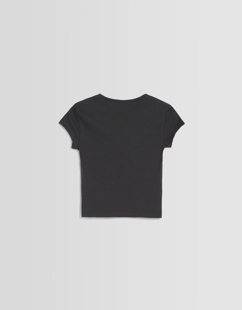 Camiseta canelada de manga curta
