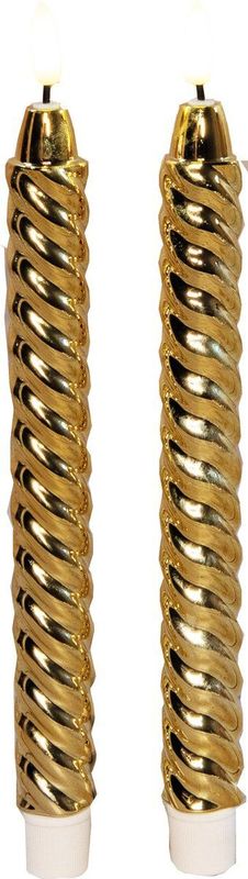 Anna's Collection - LED Dinerkaarsen - Goud - 25 cm - Swirl - 3D Vlam