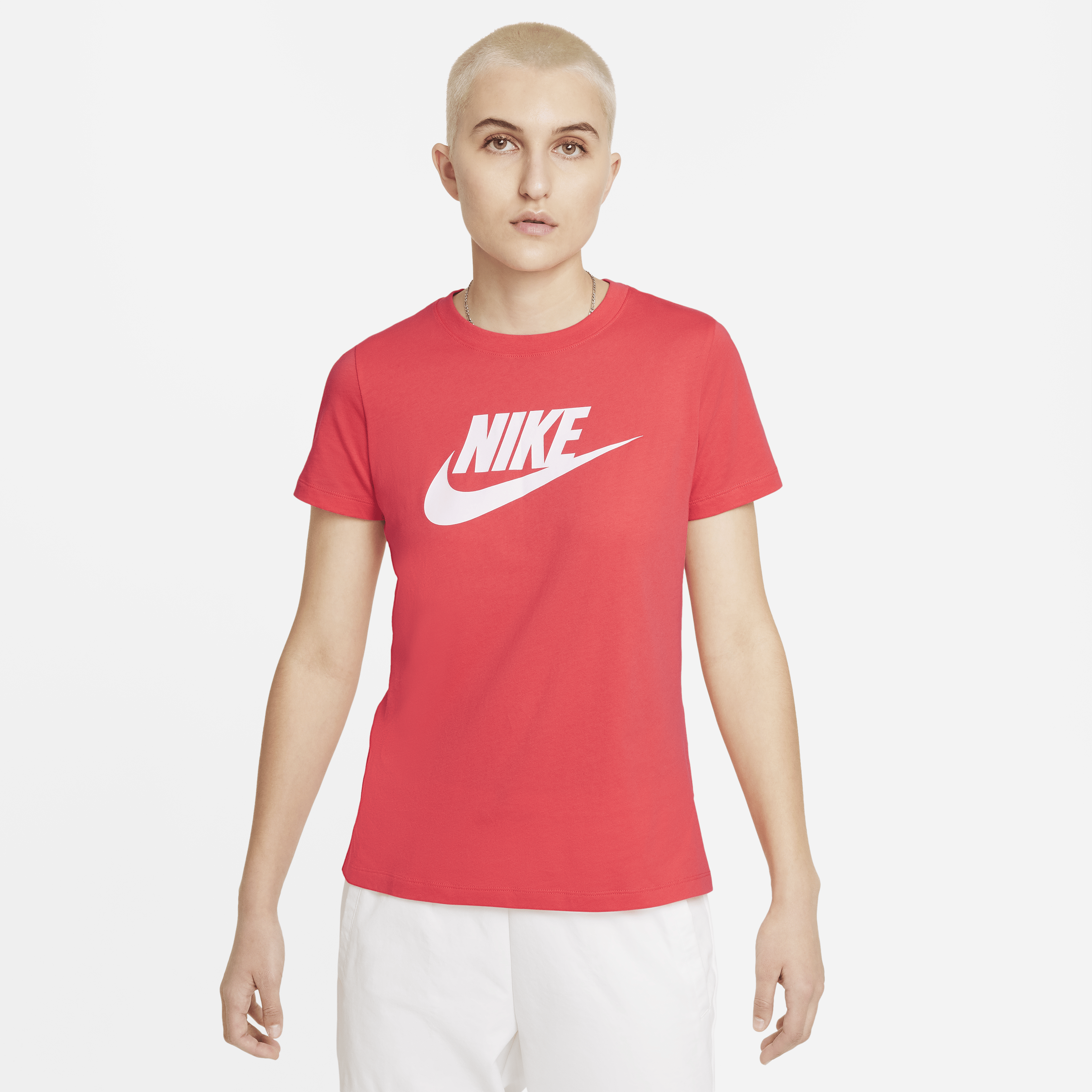 Nike Essential T-Shirt Damen Rot Weiss F814