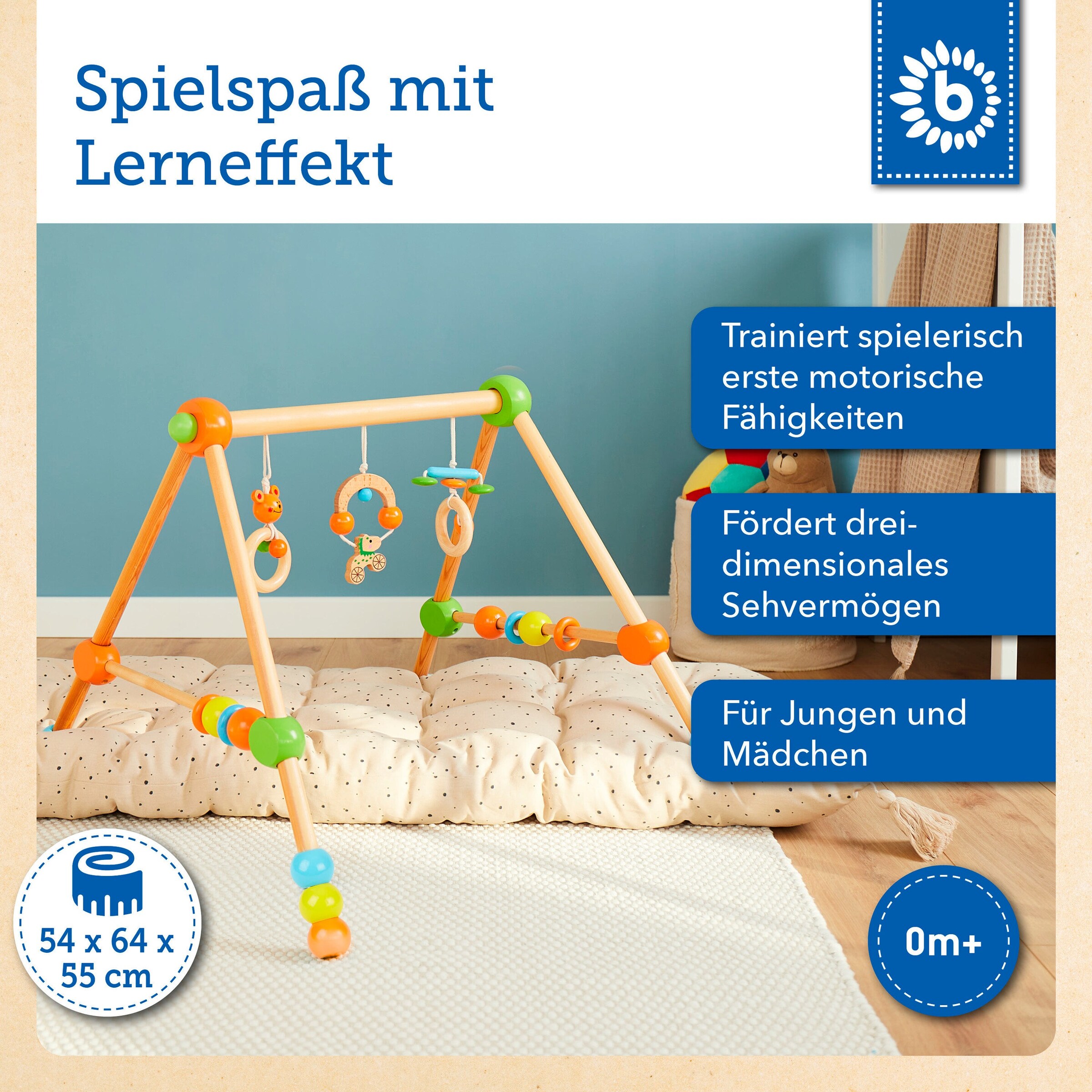 Bieco Spielbogen Holz Höhenverstellbar - ab Geburt Mehrfarbig