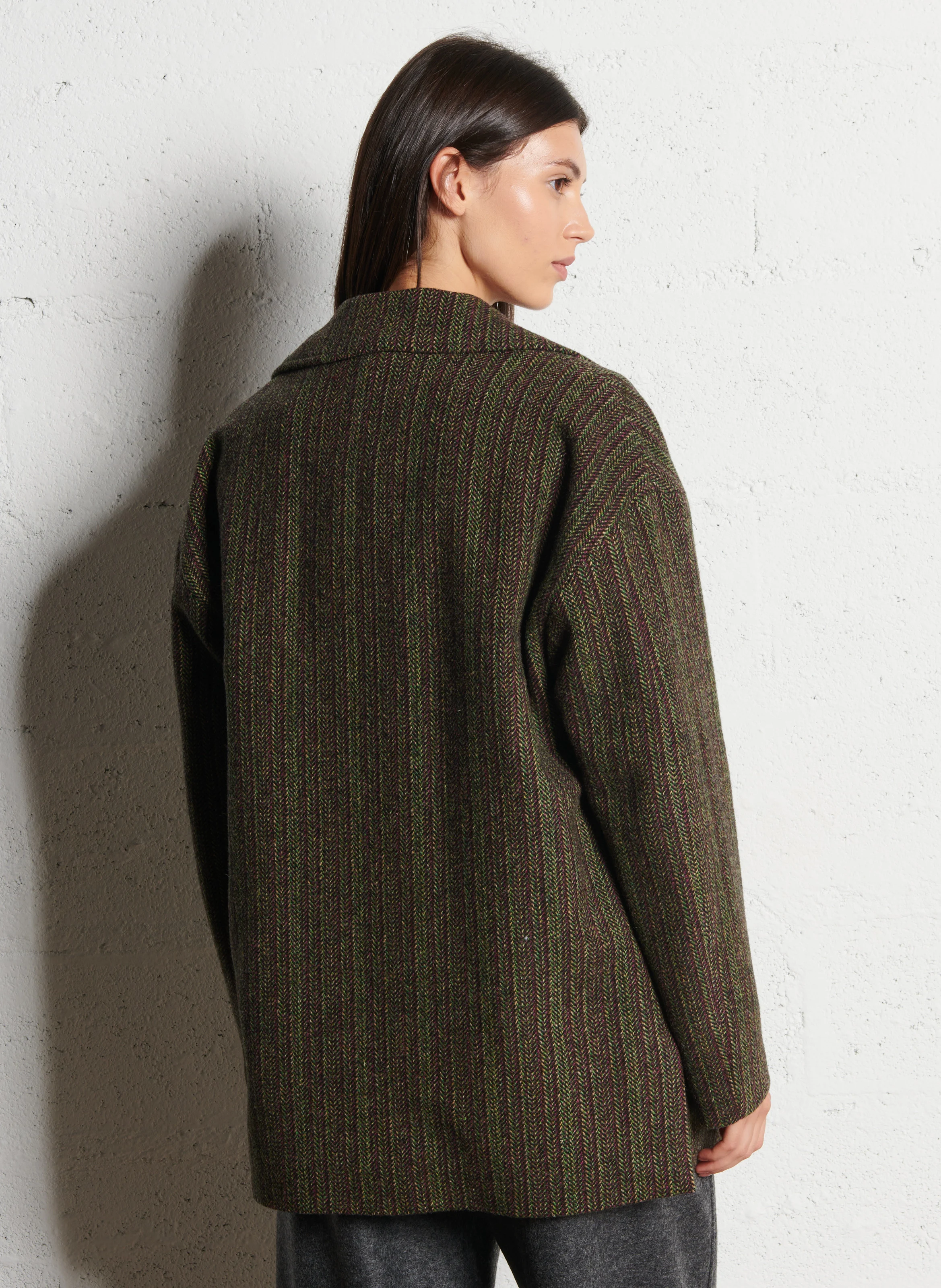 VALEKO - Veste droit jacquard en laine| Violet