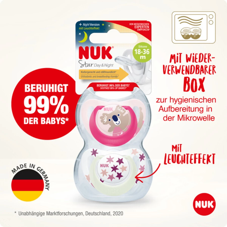 NUK Schnuller Star Day & Night , Gr. 3 in pinkrosa