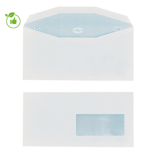 1000 enveloppes C5/6 extra blanches La Couronne pour mise sous pli automatique multimachine 114 x 229 mm avec fenêtre 45 x 100 mm vélin 80 g