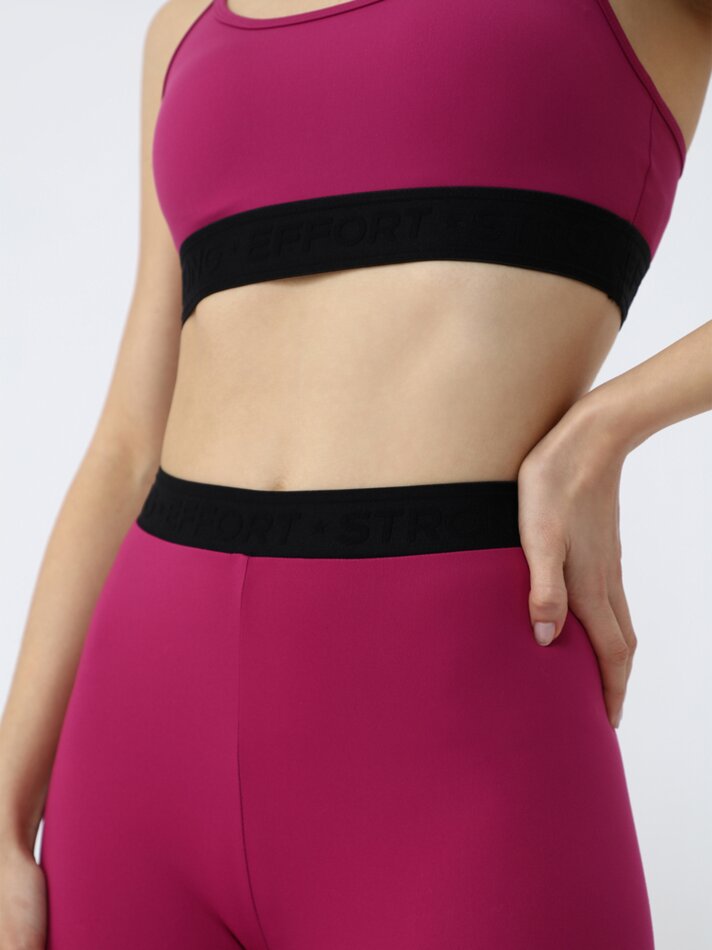Calça legging esportiva com cós texturizado - Fúcsia