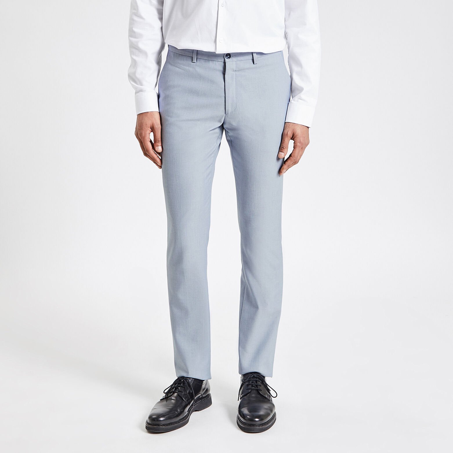 Costume 3 pièces slim bi-ton - Bleu moyen