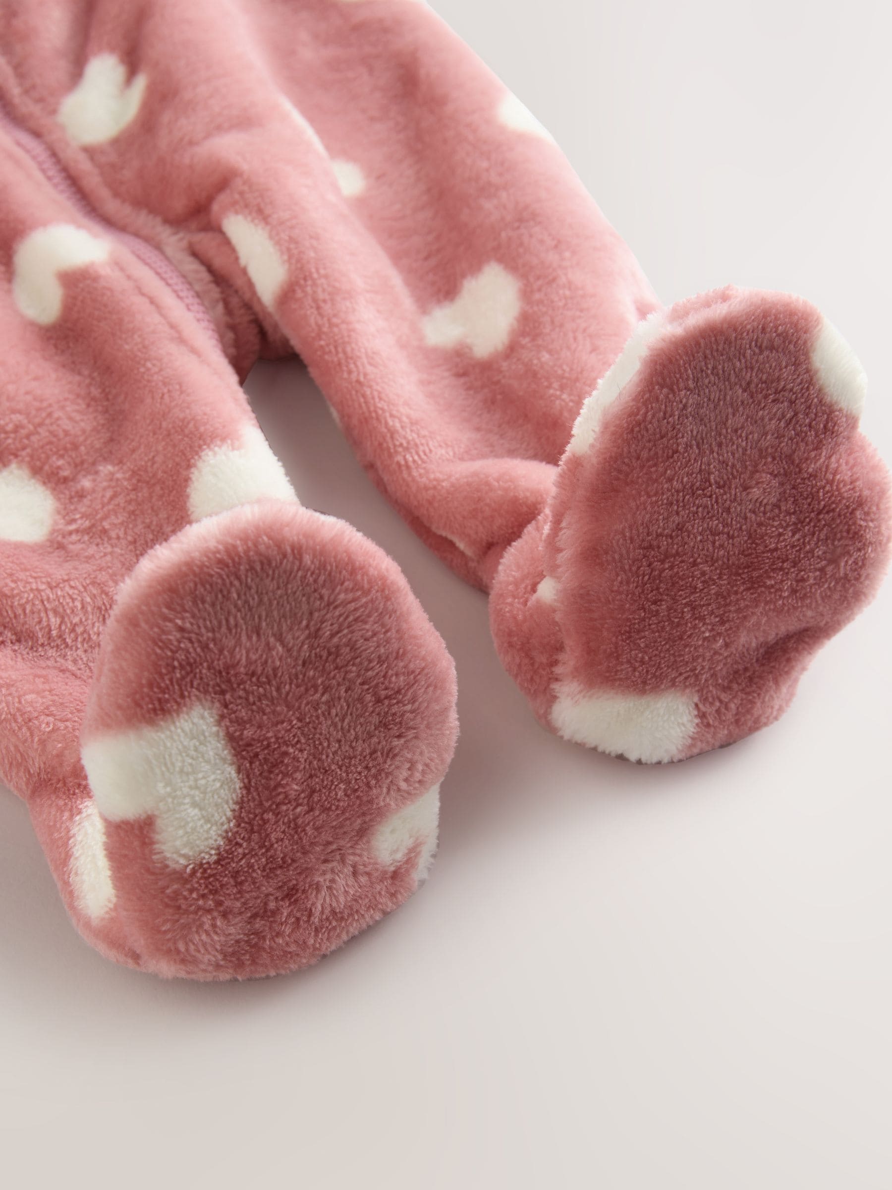 Roze hartenprint - Fleece babypyjama
