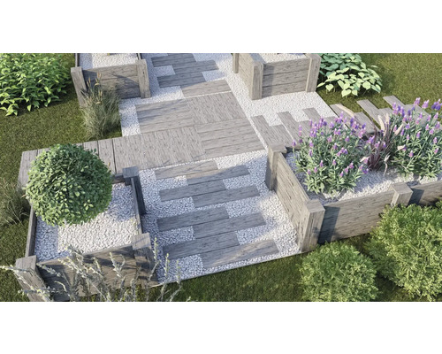 Betonnen verhoogde tuinbak Big Antique witgekalkt met voorgemonteerde draad 220 x 120 x 69 cm