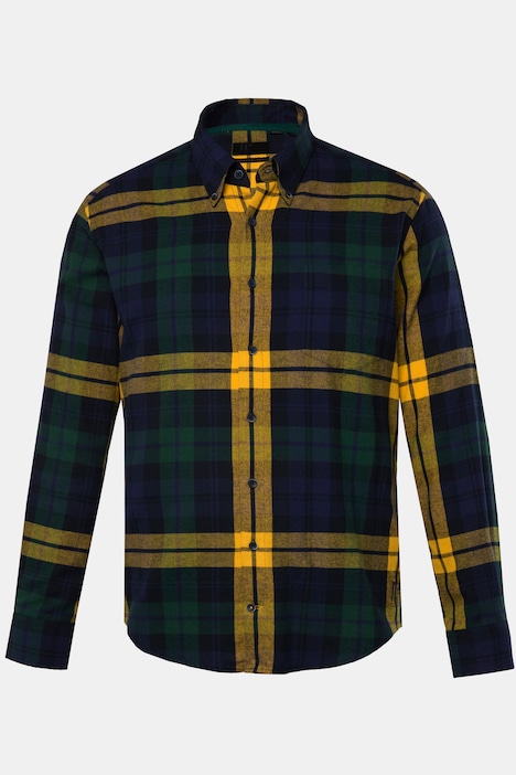 JP 1880 Karo-Flanellhemd, Langarm, Buttondown-Kragen, Modern Fit, bis 8 XL