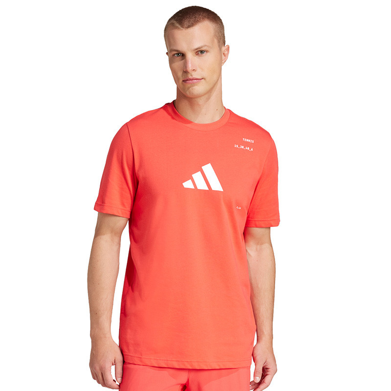 Tee shirt tennis Adidas Aeroready rouge fluo 15 30 40