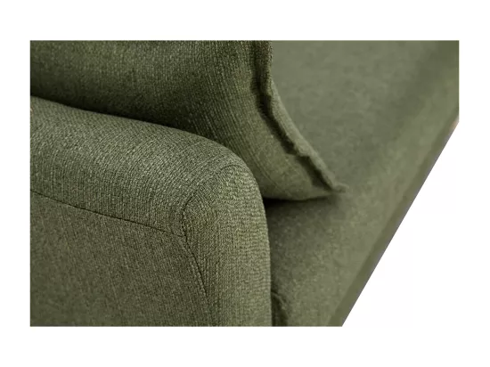 Canapé scandinave 2 places en tissu kaki et bois clair KATE