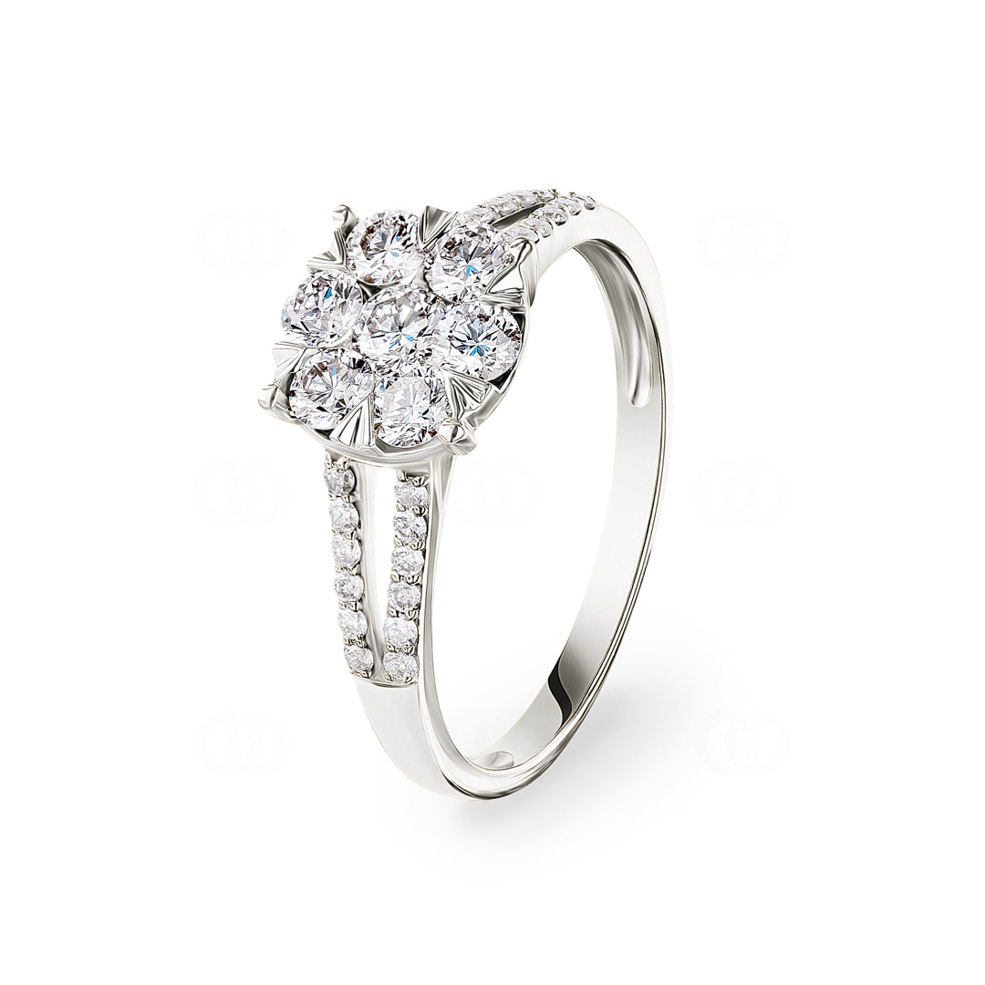 0.74 Karat Diamanten Verlobungsring 750/18 K Weissgold