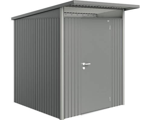 Biohort AvantGarde tuinhuis met enkele deur, maat A1, inclusief planken en gereedschapshouders, 180 x 220 cm, kwartsgrijs metallic
