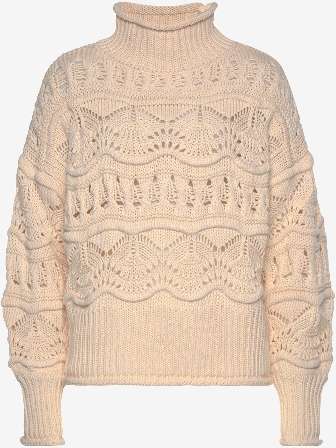Pull col roulé en tricot ajouré