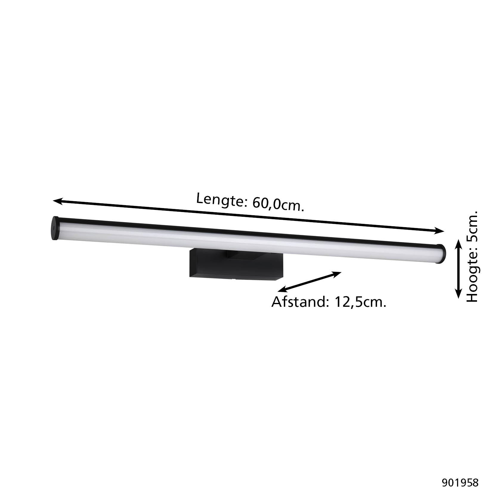 EGLO Vadumi Spiegellamp - LED - 60 cm - Zwart