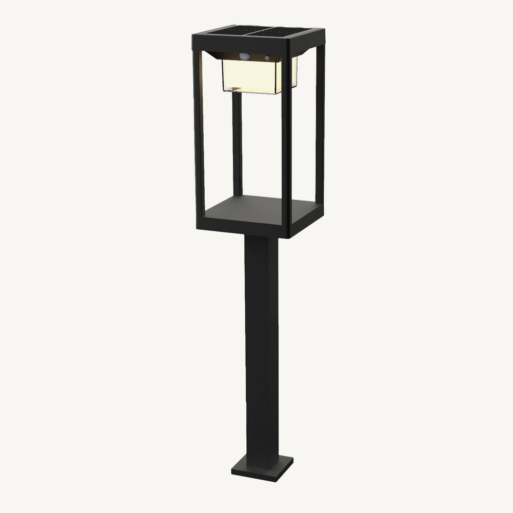 Balise solaire manhattan noire à détection - 600 lumens - 3 modes d'éclairage m - chromex