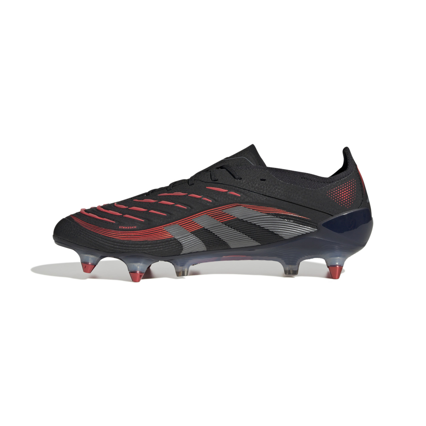 Adidas Predator Elite IJzeren-Nop Voetbalschoenen (SG) Zwart Grijs Rood