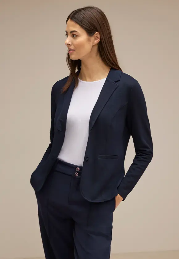 Basic Piqué Blazer - deep blue