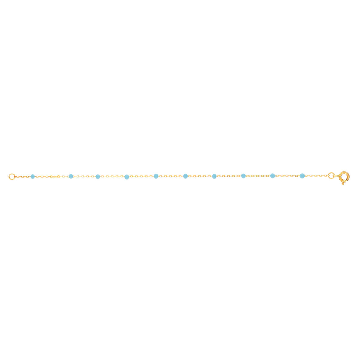 Bracelet plaqué or jaune résine bleue 18 cm