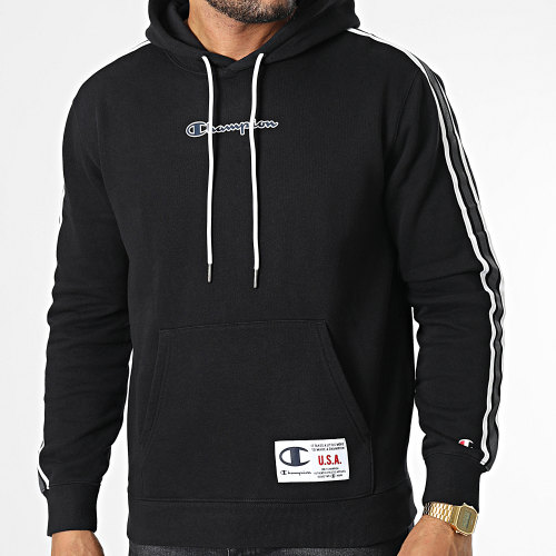 Sweat Capuche A Bandes 217842 Noir