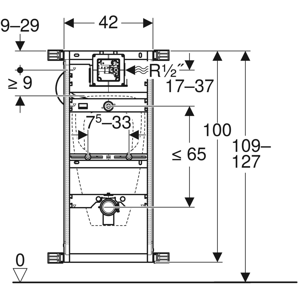 Geberit Kombifix urinoir element H109-127cm