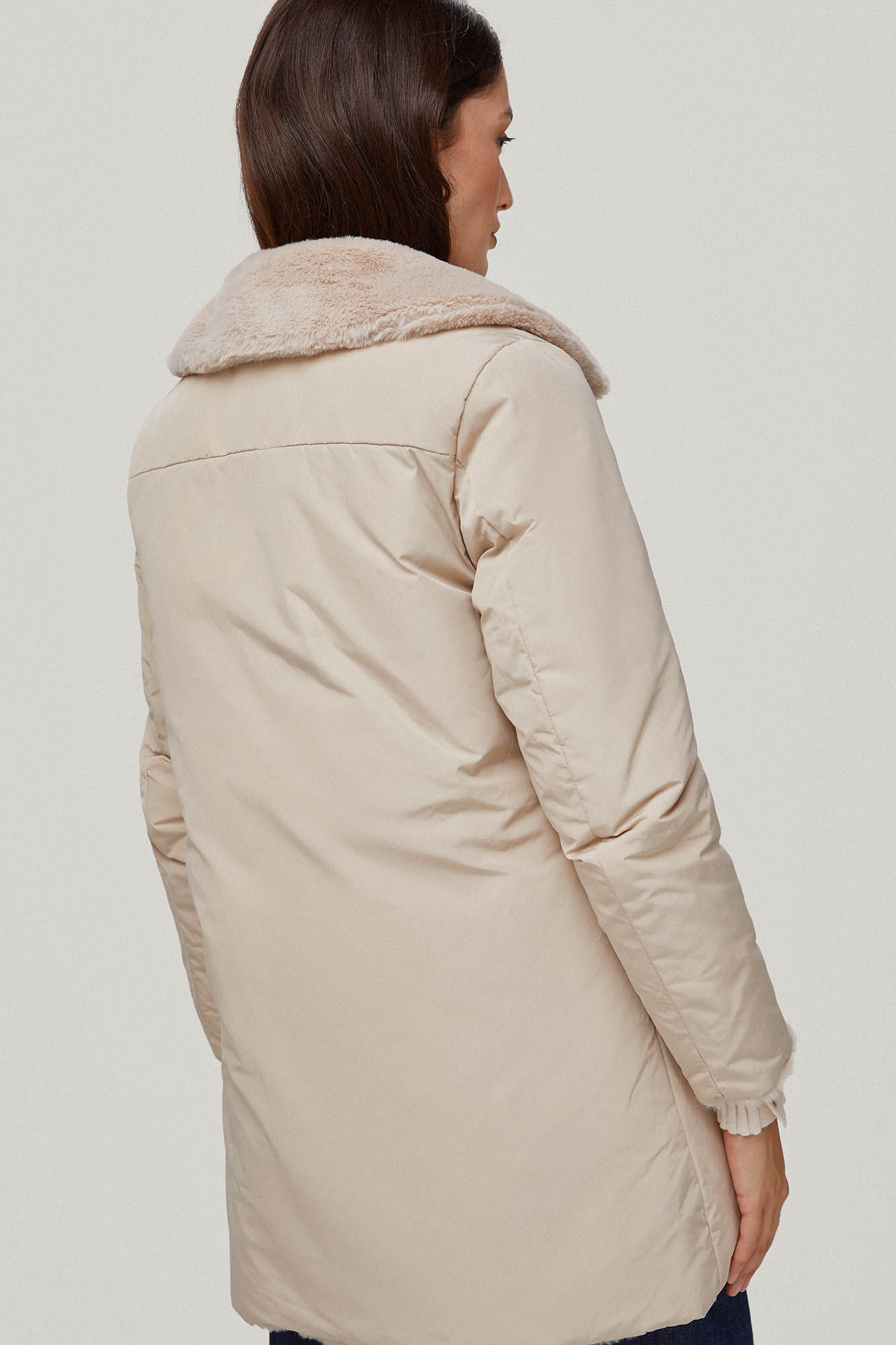 Parka reversível de pele - Bege