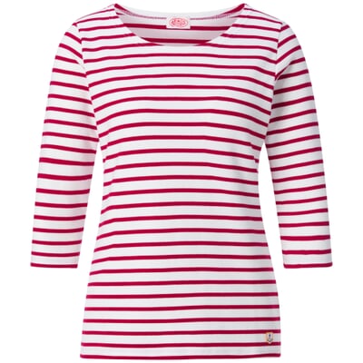 Damen-Shirt Dreiviertelarm, Weiß-Rot