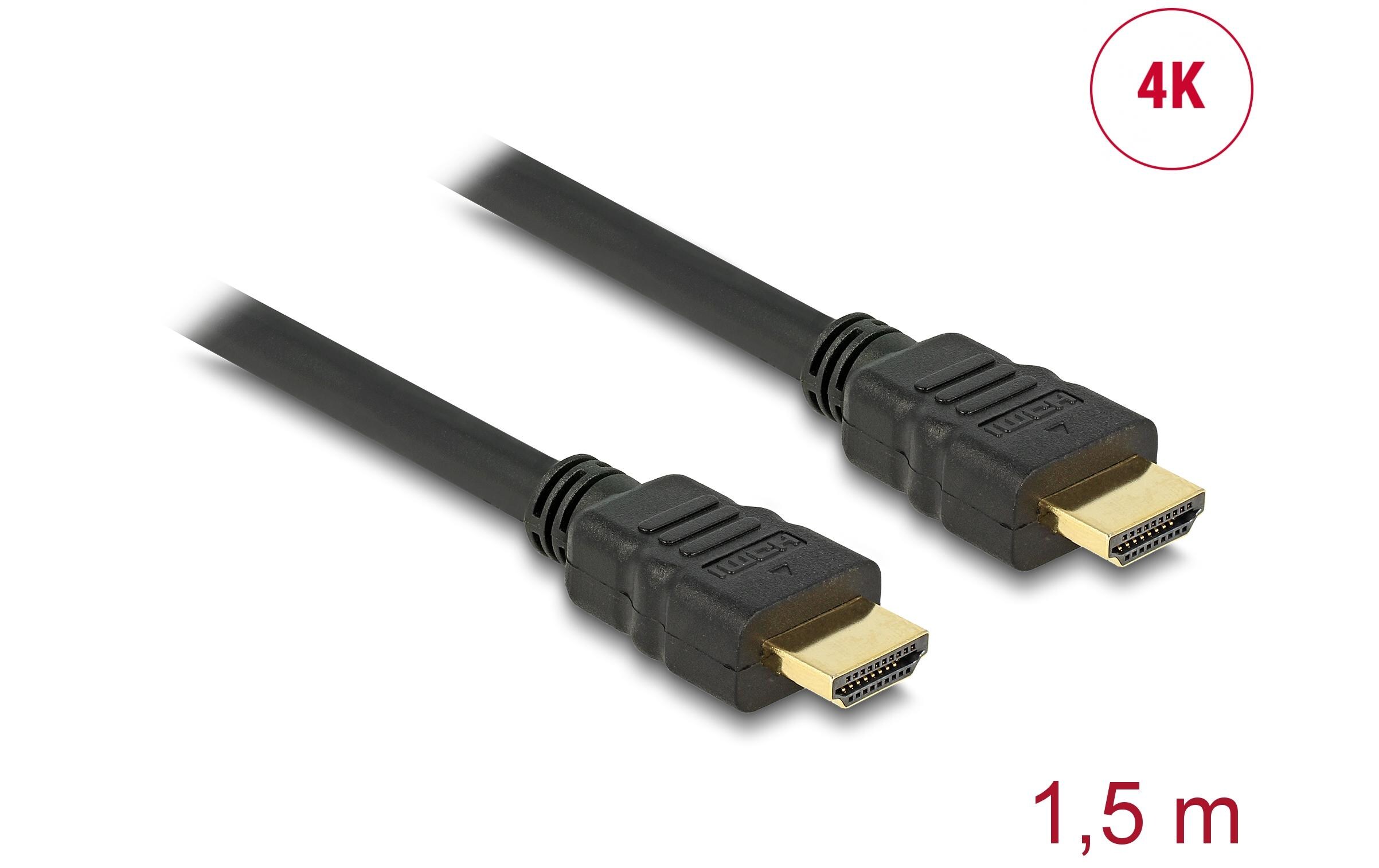 Kabel 4K 30Hz HDMI - HDMI, 1.5 mDelock Kabel High Speed HDMI mit Ethernet – HDMI A Stecker > HDMI A Stecker 4K 1.5 m