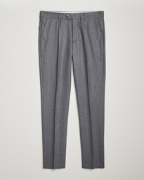 Brunello Cucinelli Slim Fit Pleated Flannel Trousers Light Grey