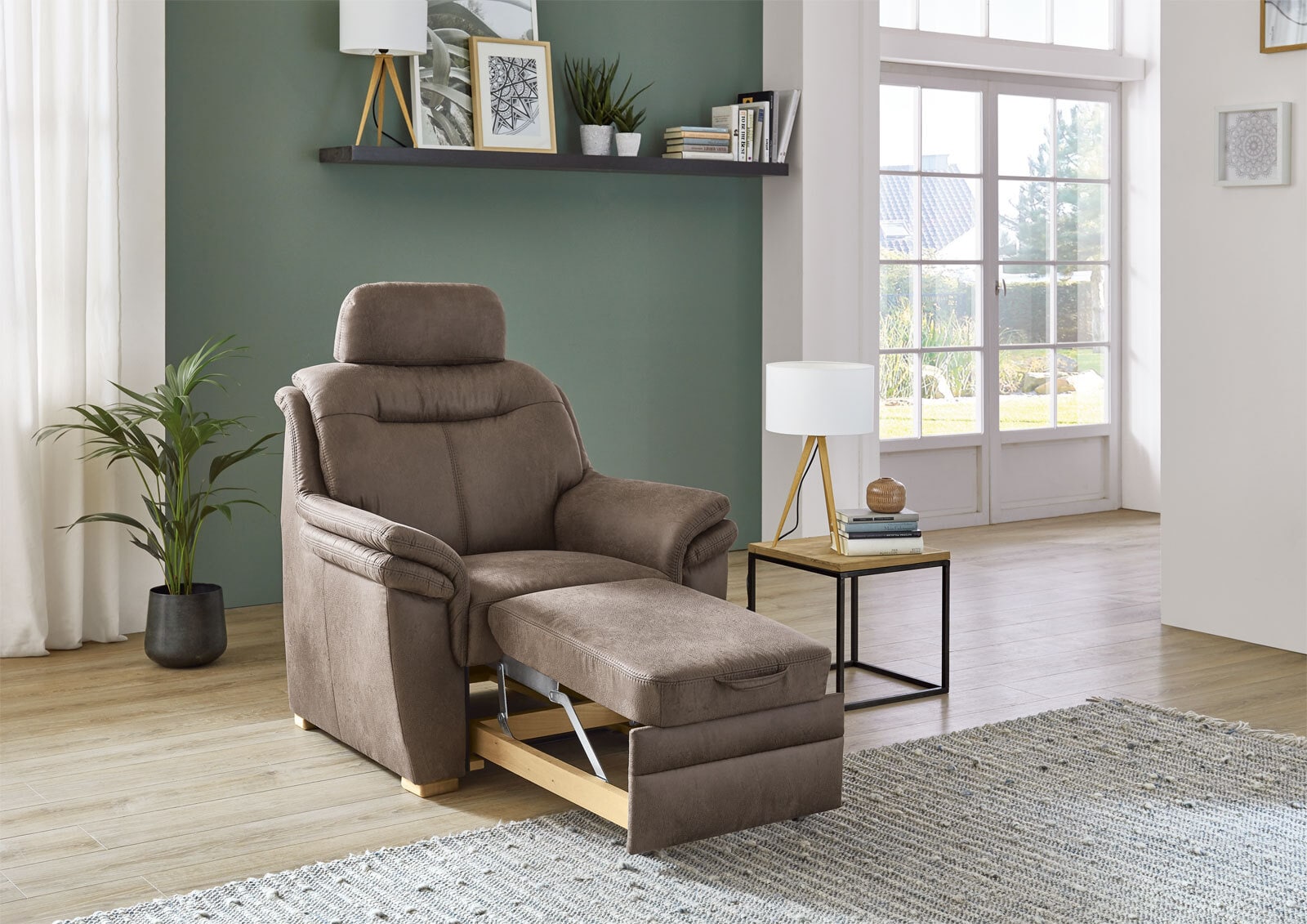 Sessel Mecheln mit ausziehbarem Fußhocker 102x96x92 cm
