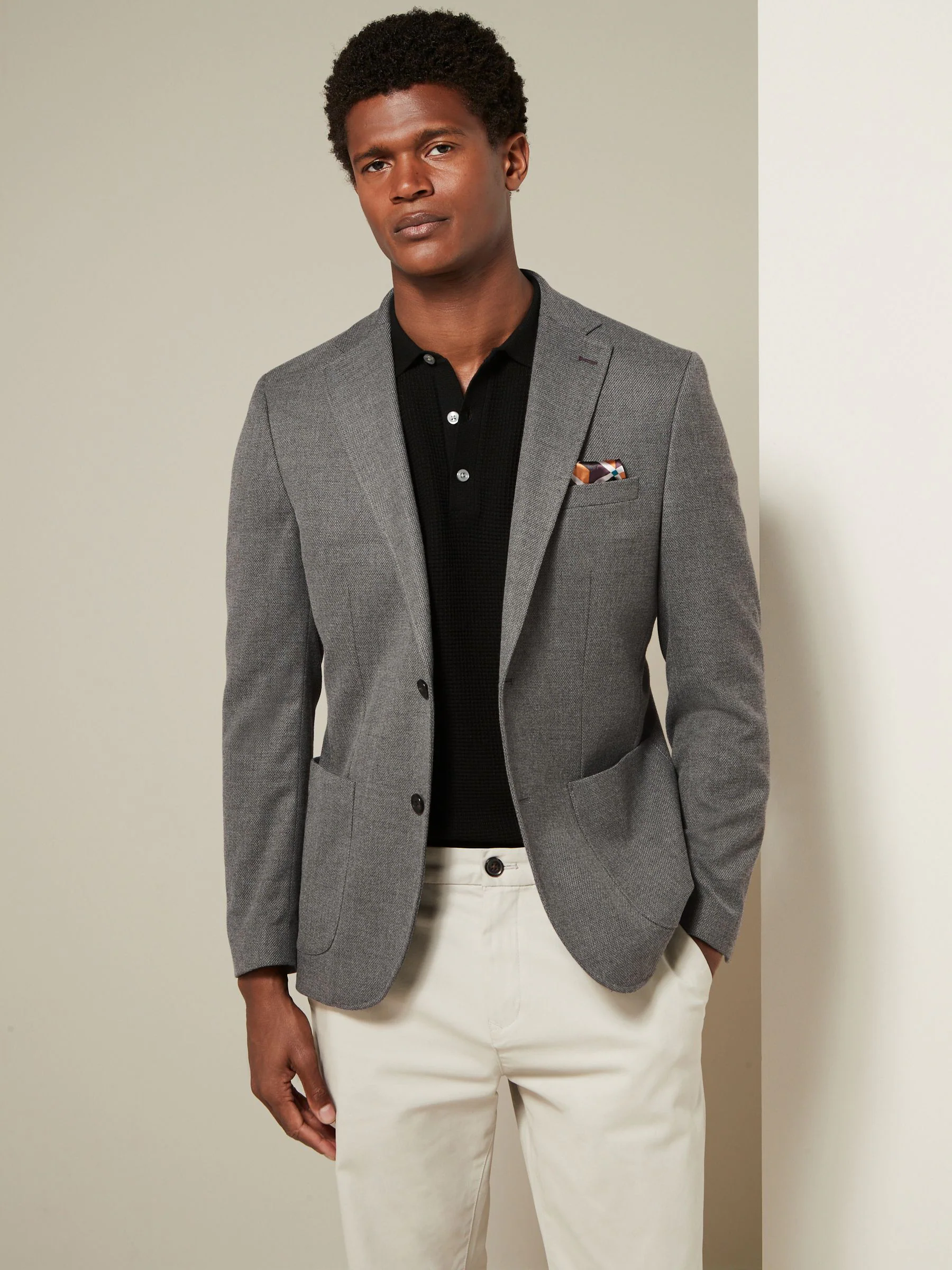 Grijs - Normale Pasvorm - Modieuze blazer met textuur