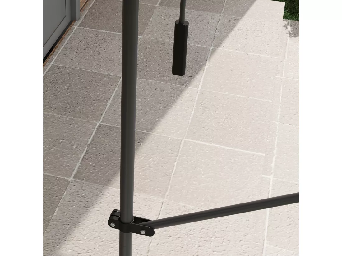 Store banne autoportant manuel rétractable 2,5L x 1,2l x 2,1-3H m inclinaison réglable métal alu polyester sable