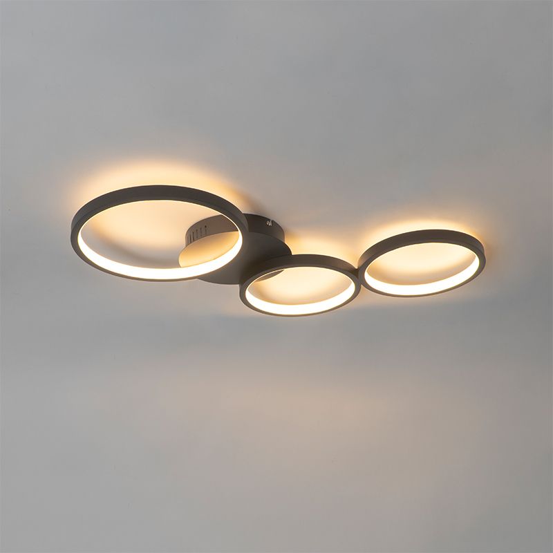 Design plafondlamp zwart incl. LED 3-staps dimbaar 3-lichts - Pande