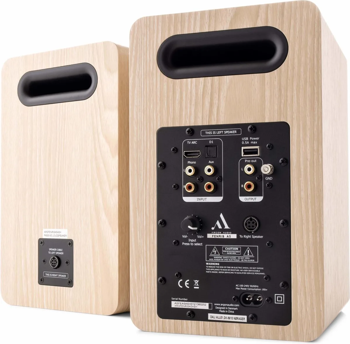 Argon Audio Fenris Active A5 Chêne Clair Enceintes sans fil hi-fi