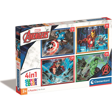 Avengers puslespil 4i1 - 12, 16, 20 og 24 brikker